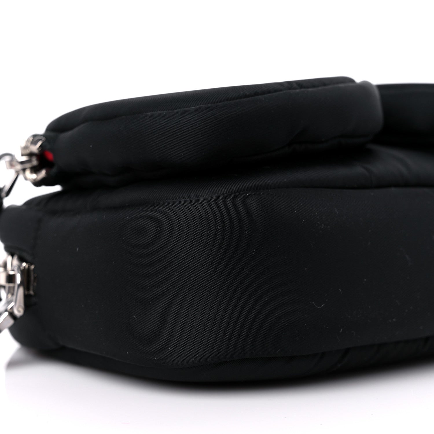 Prada Tessuto Nylon Double Pocket Wristlet Pouch Black Fuoco 6 of 7
