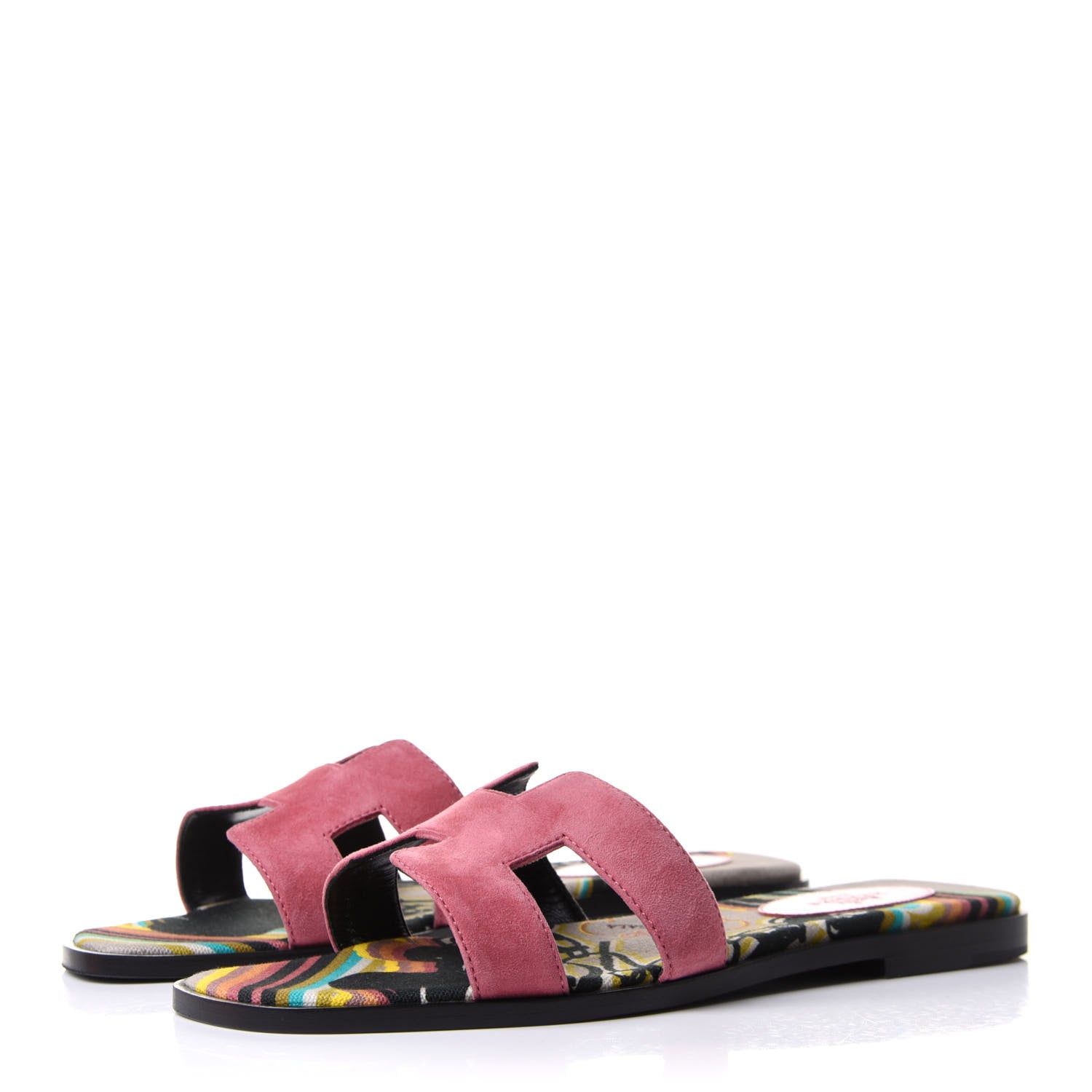 Hermes Suede Goatskin Oran Sandals 38.5 Rose De Venice 3 of 10