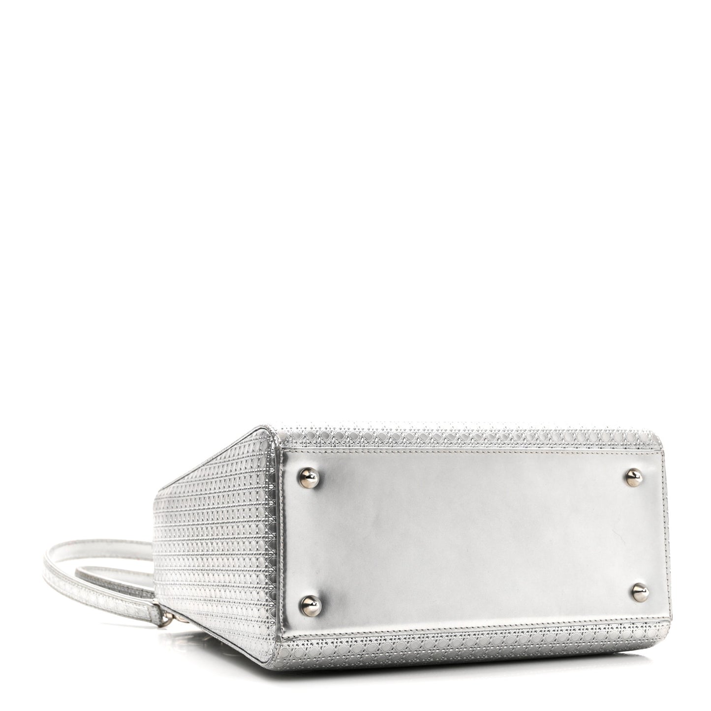 Metallic Patent Micro-Cannage Medium Lady Dior Silver