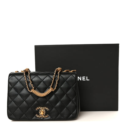 Chanel Lambskin Quilted Chain To Chain Flap Black Black 11 of 11