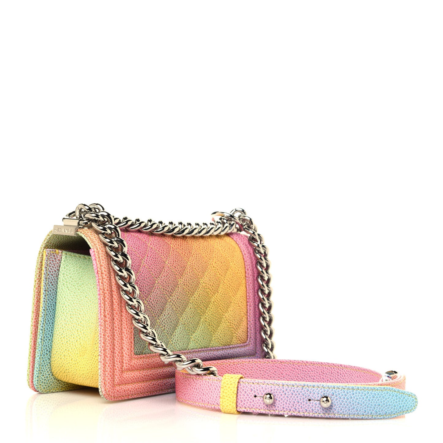 Caviar Quilted Small Cuba Rainbow Boy Flap Multicolor