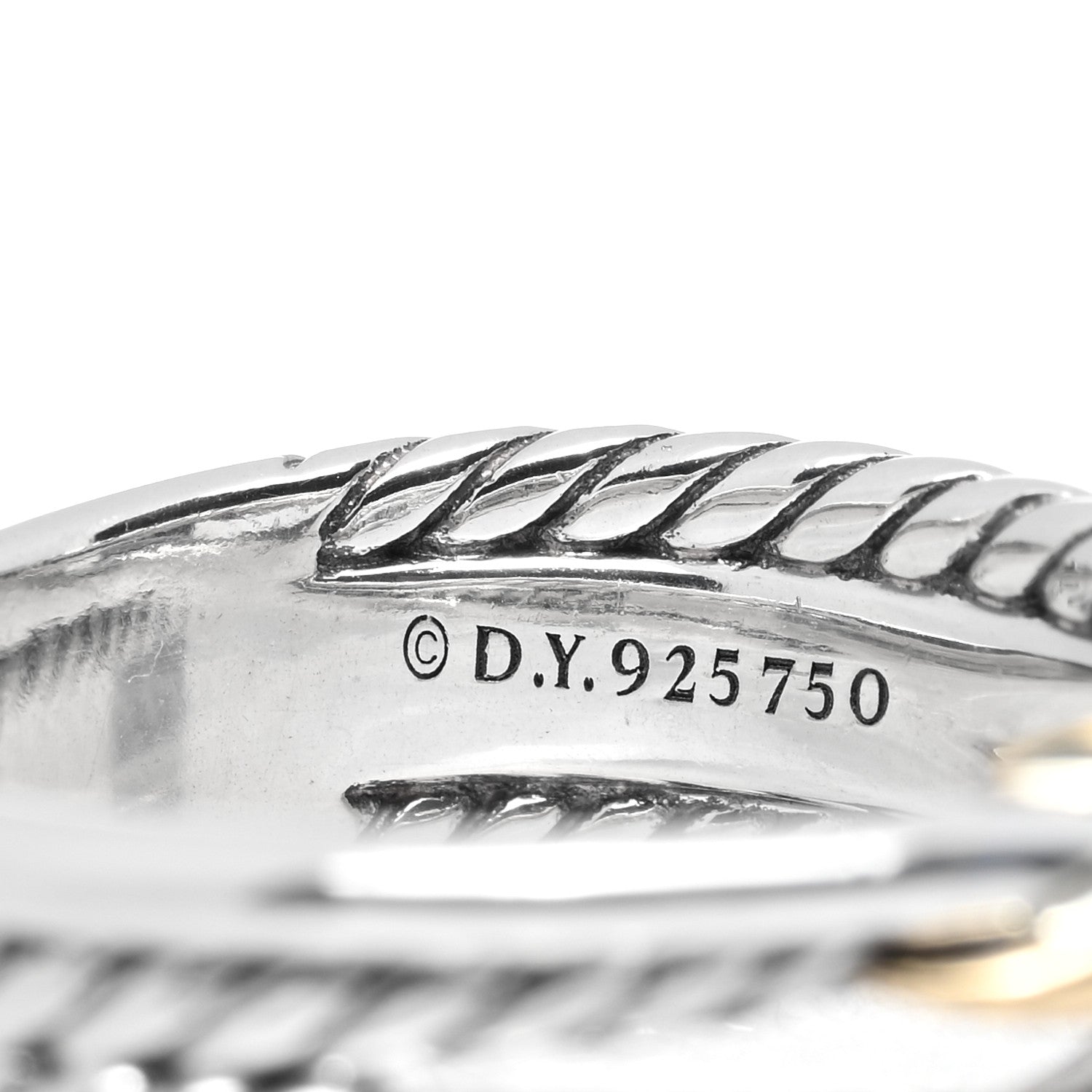 David Yurman Sterling Silver 18K Yellow Gold 6mm X Crossover Ring 51 5.75 4 of 5