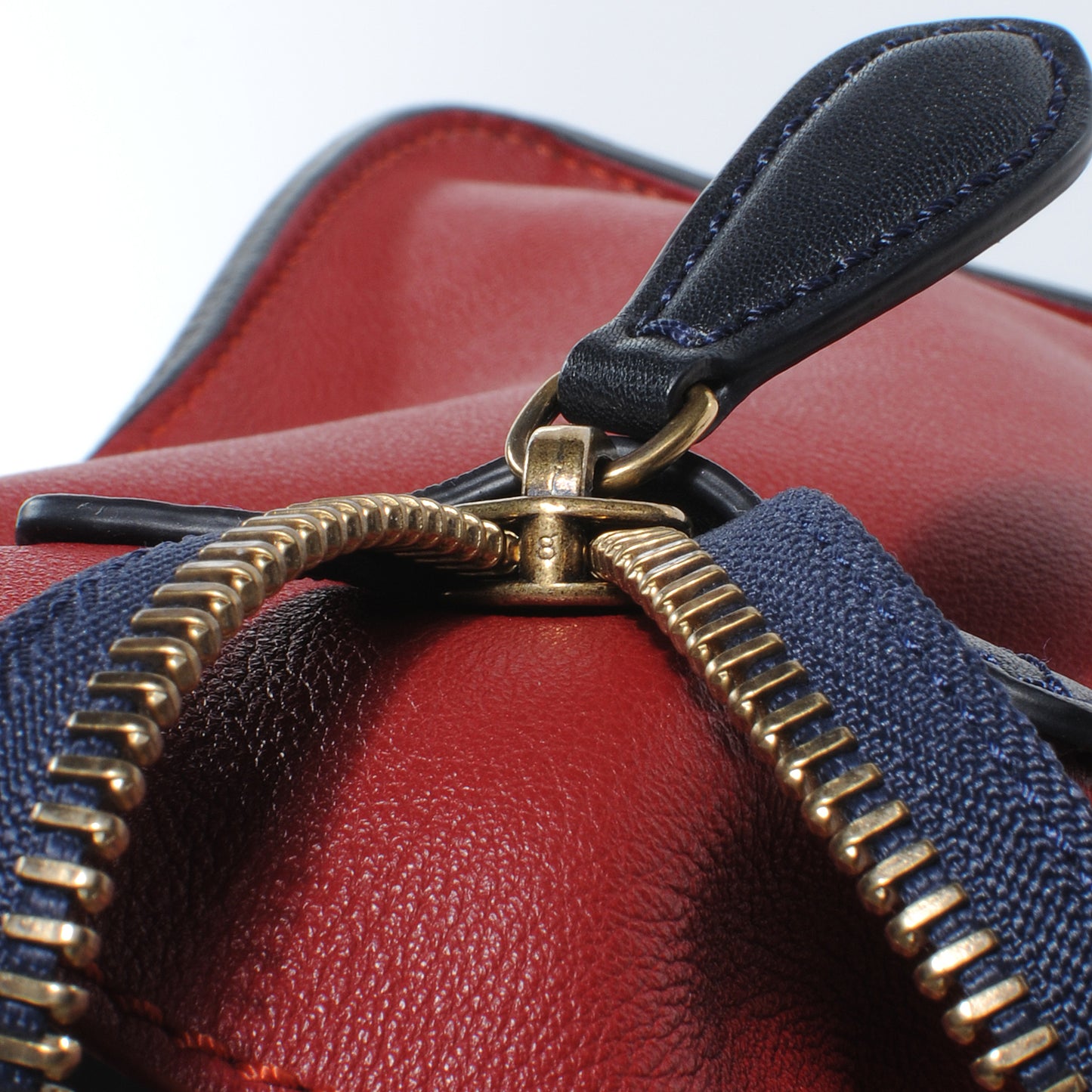 Leather and Linen Shoulder Luggage Tri-Color Poppy