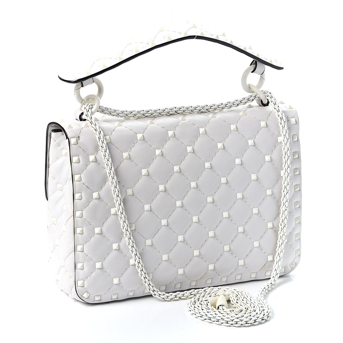 Lambskin Medium Free Rockstud Spike Shoulder Bag Optic White