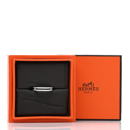 Hermes 18K White Gold Diamond Ariane Wedding Band Ring 53 6.5 5 of 5