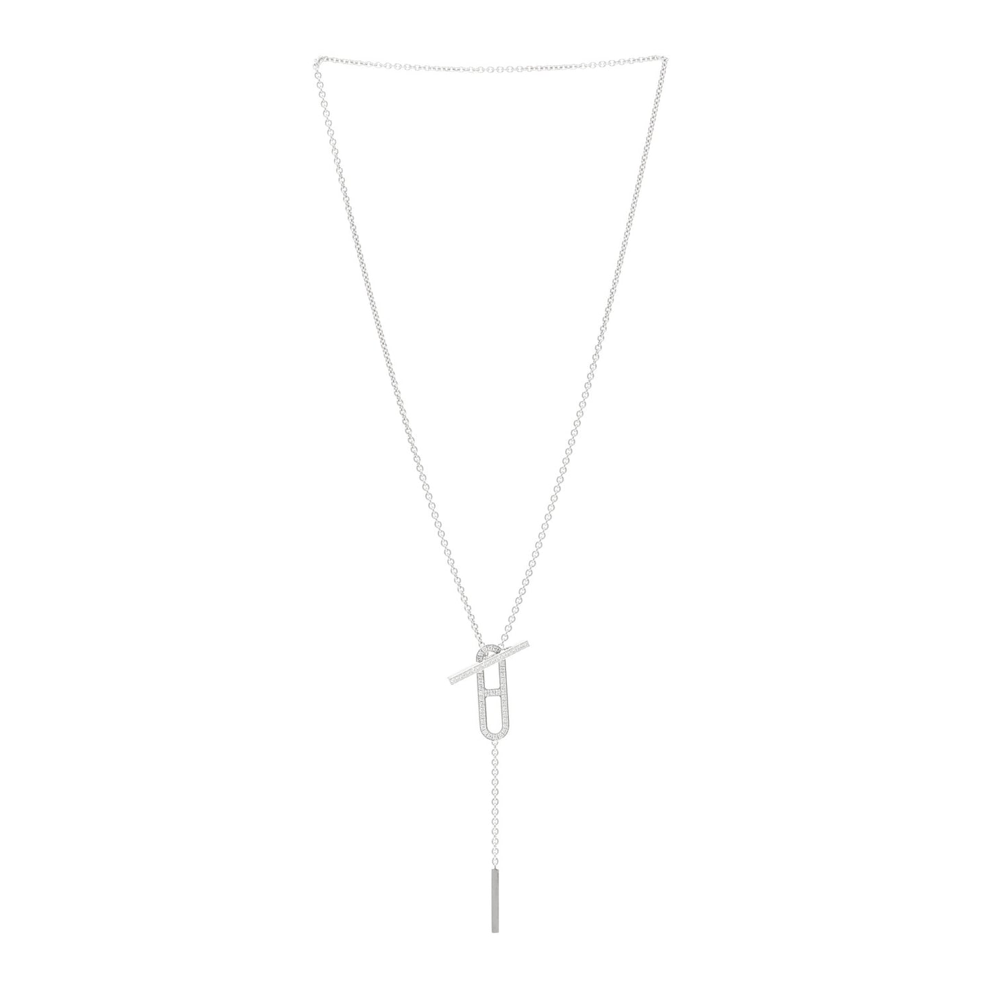 18K White Gold Diamond PM Ever Chaine D'Ancre Necklace ST