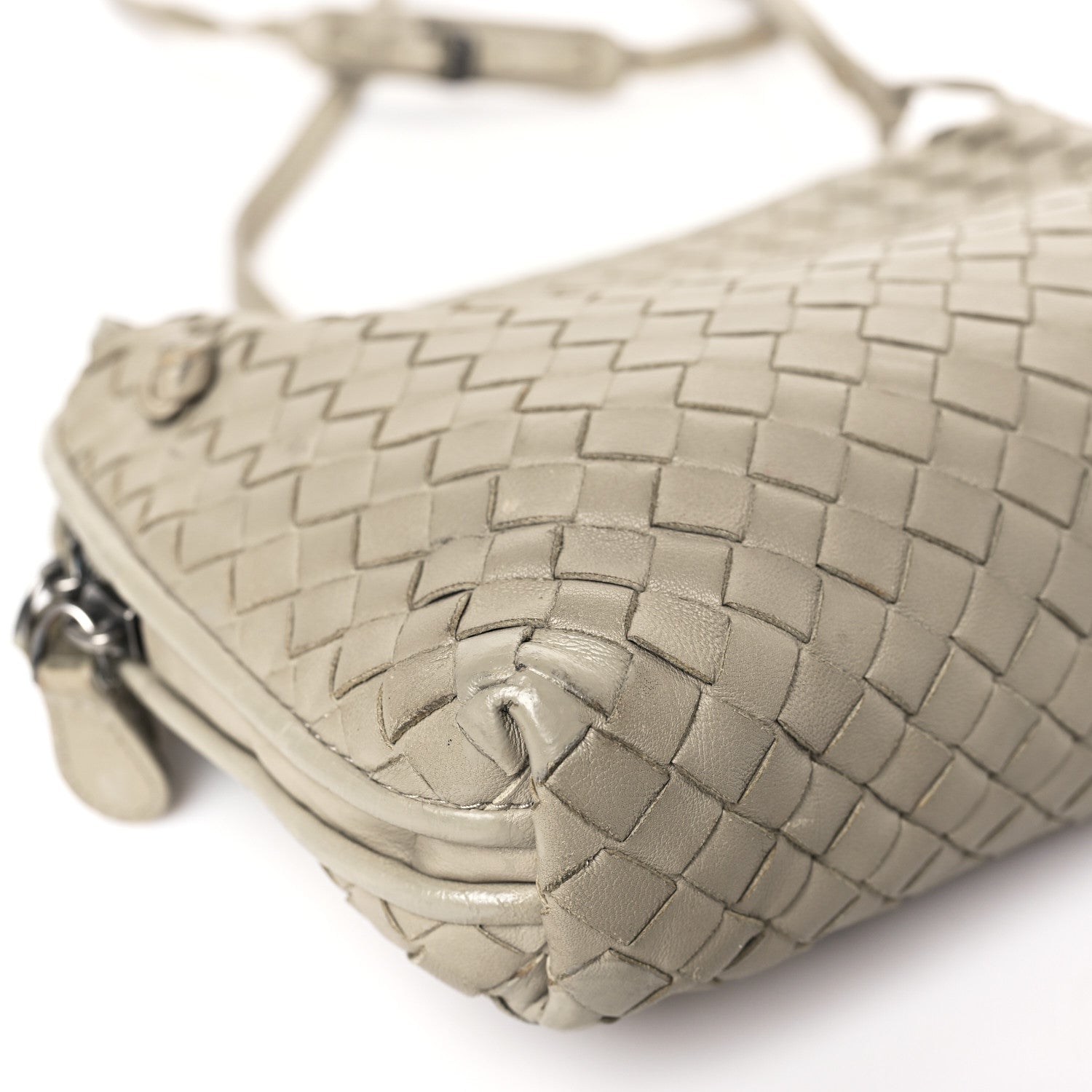 Bottega Veneta Nappa Intrecciato Nodini Crossbody Messenger Light Grey 9 of 14