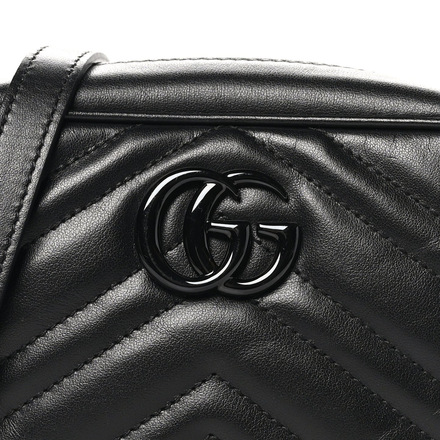Calfskin Matelasse Monochrome Mini GG Marmont Chain Shoulder Bag Black