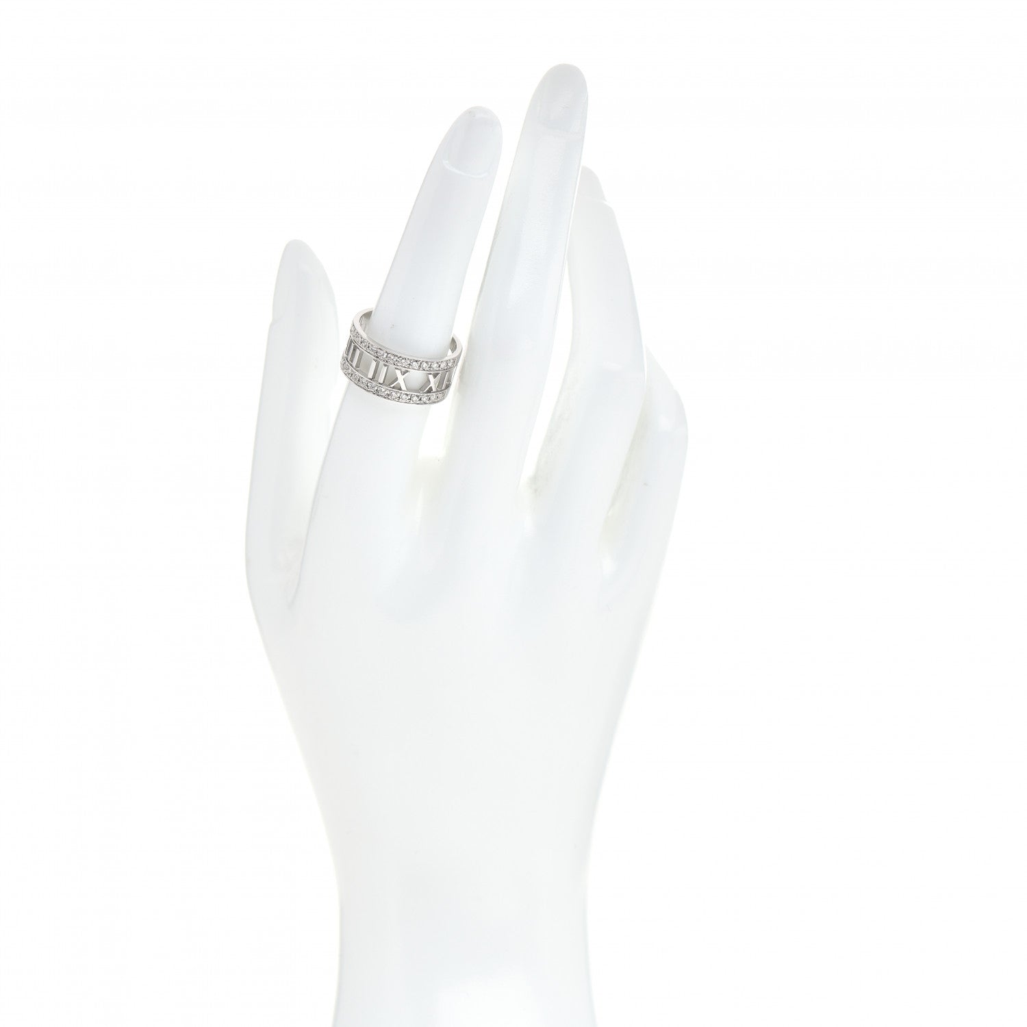 Tiffany 18K White Gold Diamond Wide Atlas Open Ring 56 7.5 2 of 5