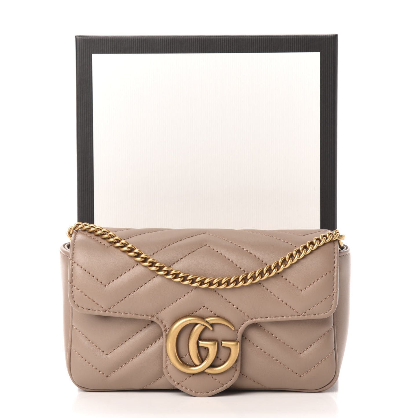 Calfskin Matelasse Super Mini GG Marmont Shoulder Bag Porcelain Rose