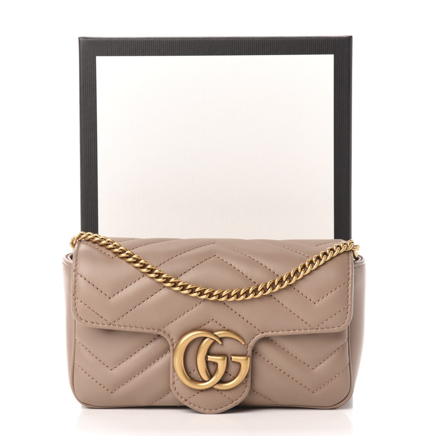 Gucci Calfskin Matelasse Super Mini GG Marmont Shoulder Bag Porcelain Rose 11 of 11