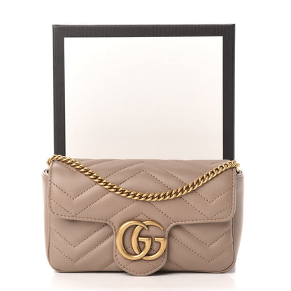 Gucci Calfskin Matelasse Super Mini GG Marmont Shoulder Bag Porcelain Rose 11 of 11