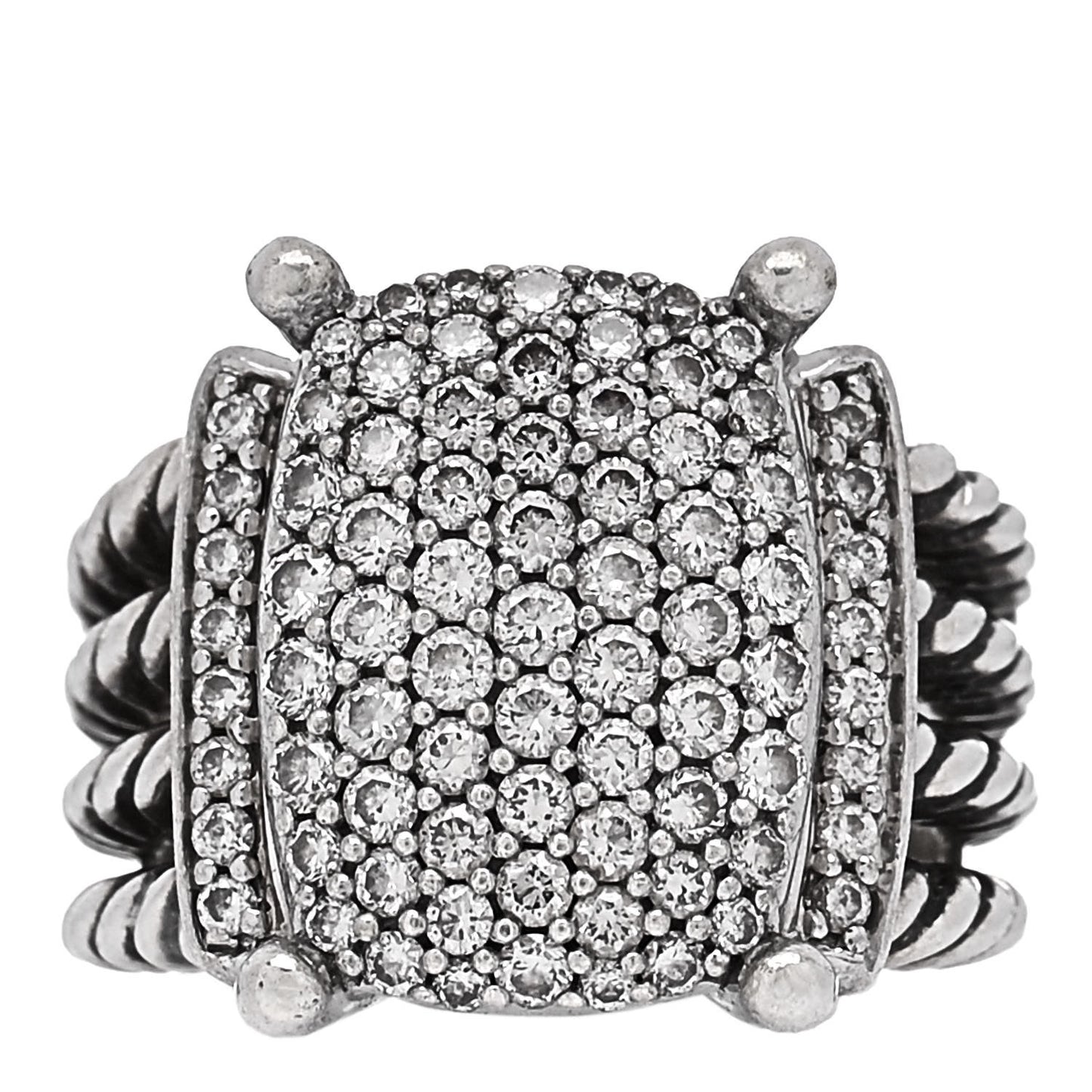 Sterling Silver Diamond 16mm Wheaton Ring 52 6