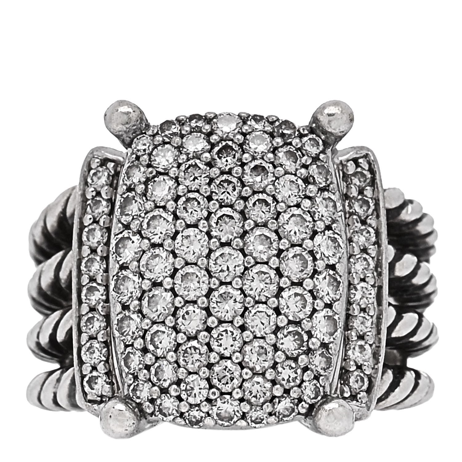 David Yurman Sterling Silver Diamond 16mm Wheaton Ring 52 6 1 of 5