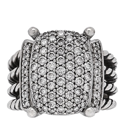 David Yurman Sterling Silver Diamond 16mm Wheaton Ring 52 6 1 of 5
