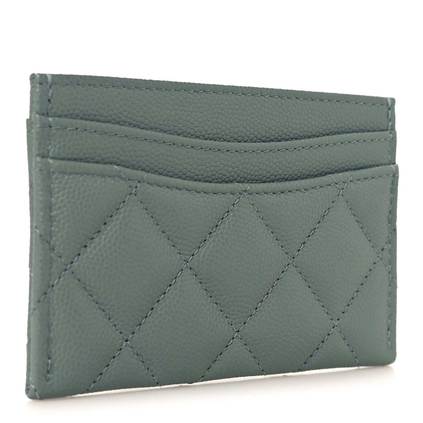 Caviar Quilted Card Holder Grey