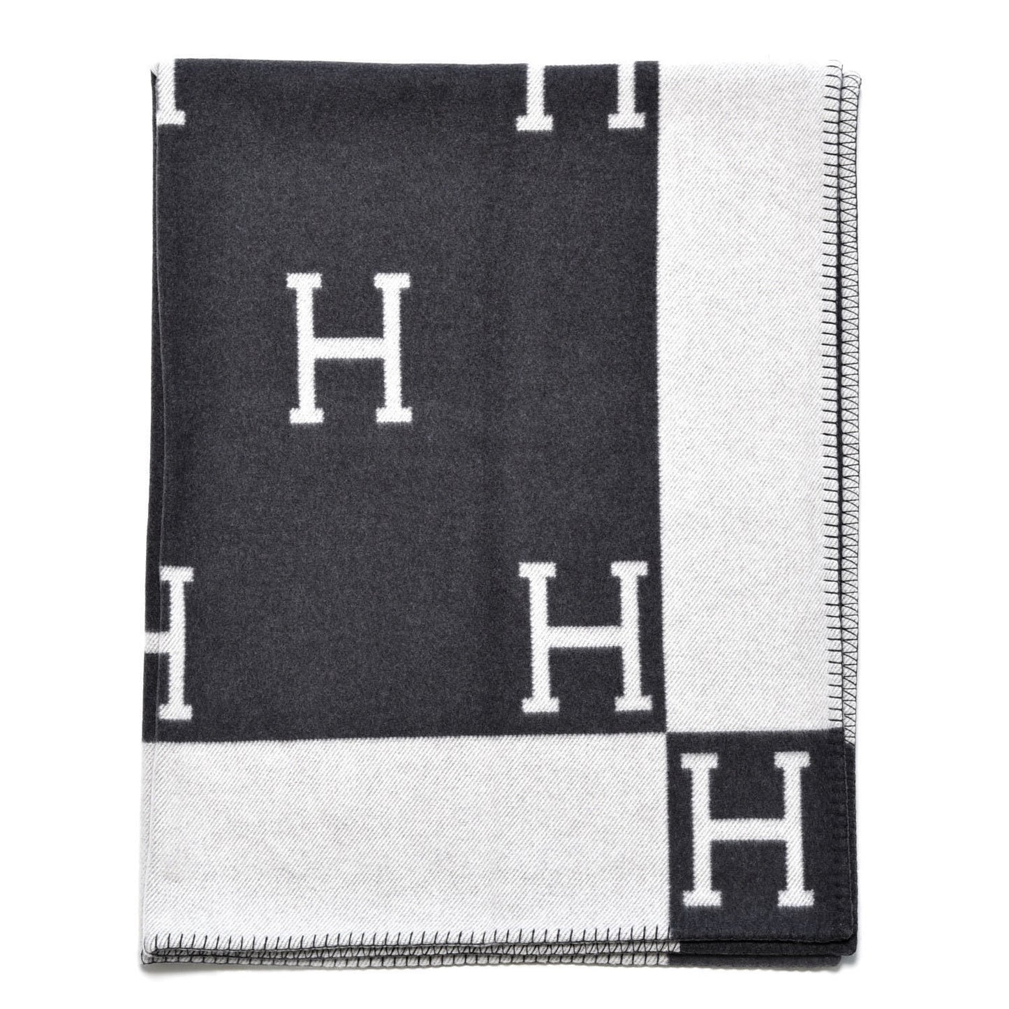 Wool Cashmere Avalon Blanket Ecru Gris Fonce