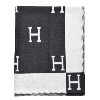 Hermes Wool Cashmere Avalon Blanket Ecru Gris Fonce 1 of 3
