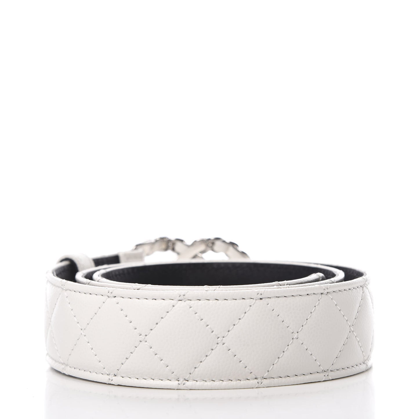 Caviar Quilted CC Chain Belt 75 30 White