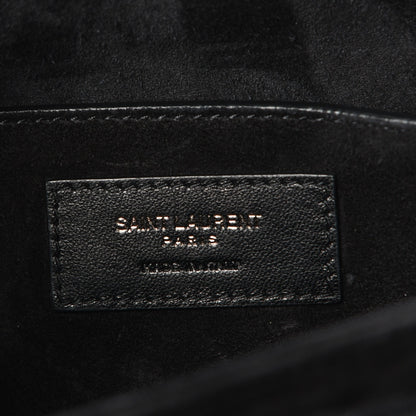 Saint Laurent Calfskin Crocodile Embossed Medium Bellechasse Satchel Matte Black 7 of 9
