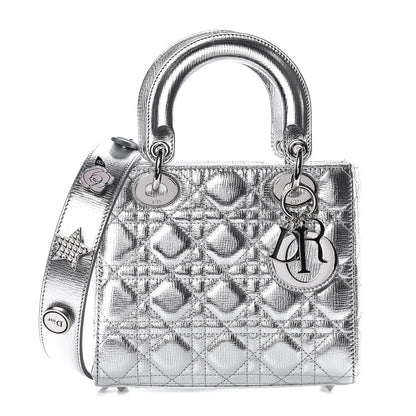 Christian Dior Metallic Grained Calfskin Cannage Small Lucky Badges My Lady Dior Silver 1 of 10