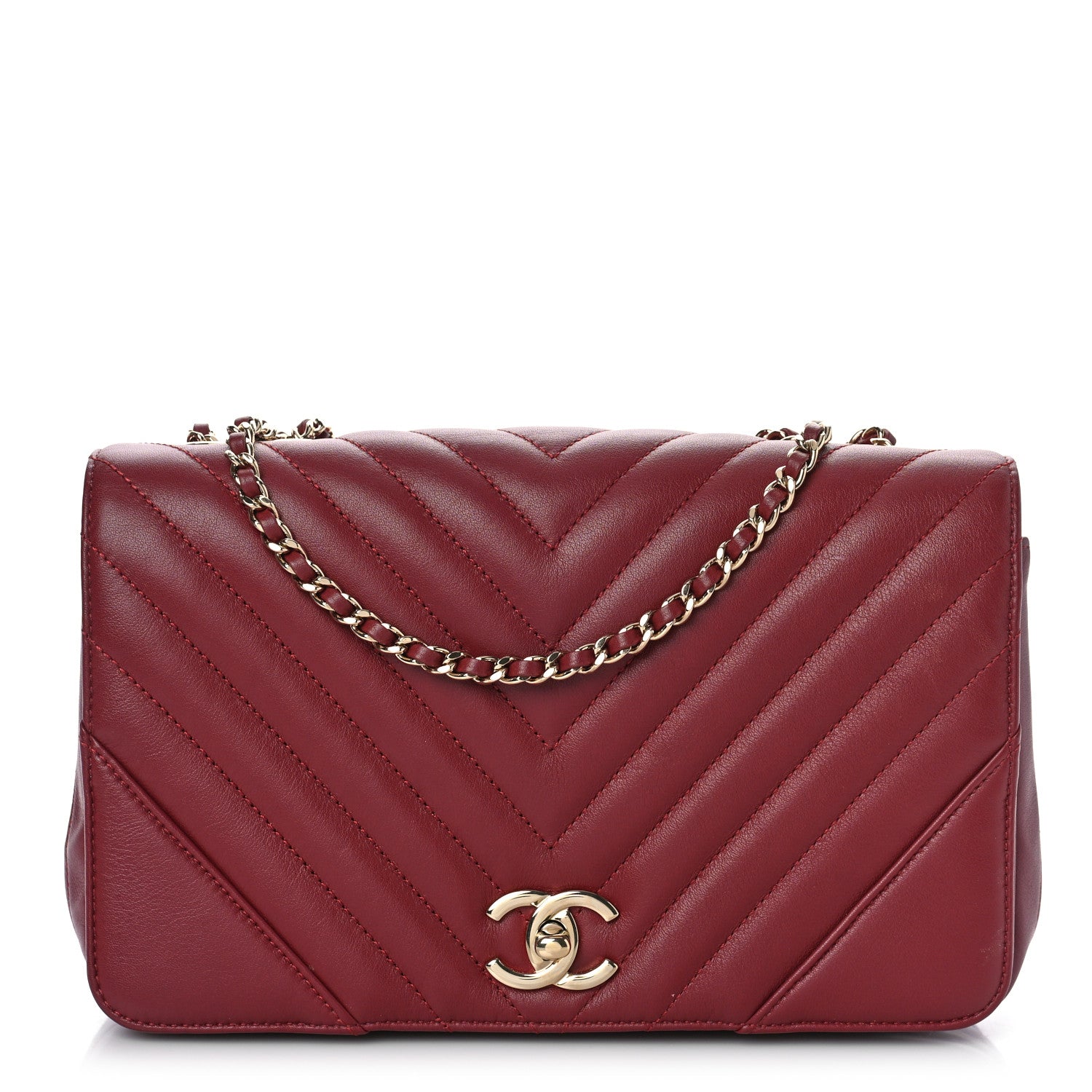 Chanel Calfskin Chevron Quilted Large Statement Flap Red 1 of 9