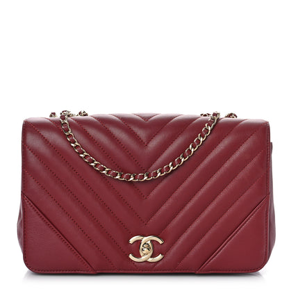 Chanel Calfskin Chevron Quilted Large Statement Flap Red 1 of 9
