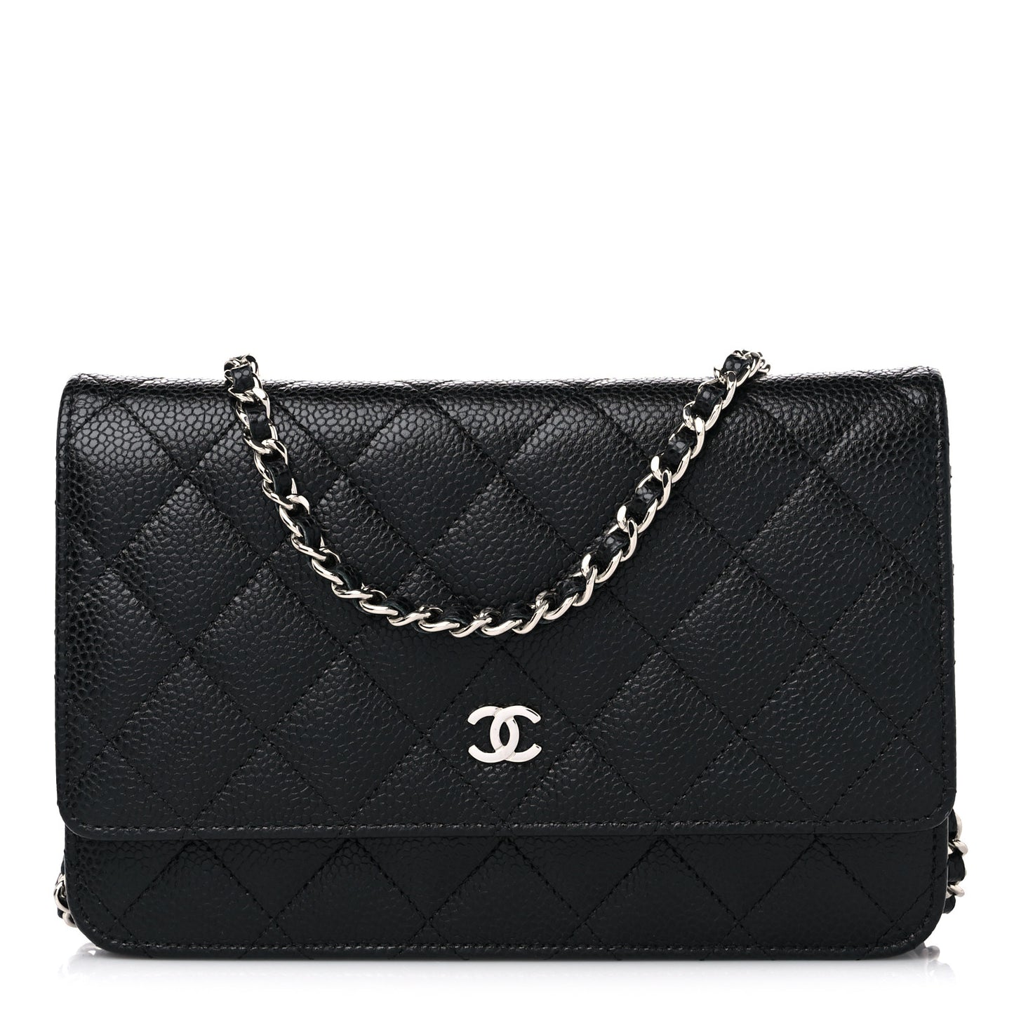 Caviar Quilted Wallet on Chain WOC Black