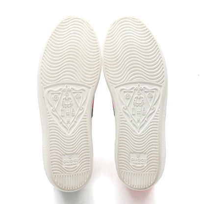 Gucci Calfskin Ayers Bee Embroidered Womens Ace Sneakers 38 White Green 5 of 13