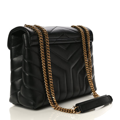 Saint Laurent Calfskin Y Quilted Monogram Small Loulou Chain Satchel Black 3 of 14