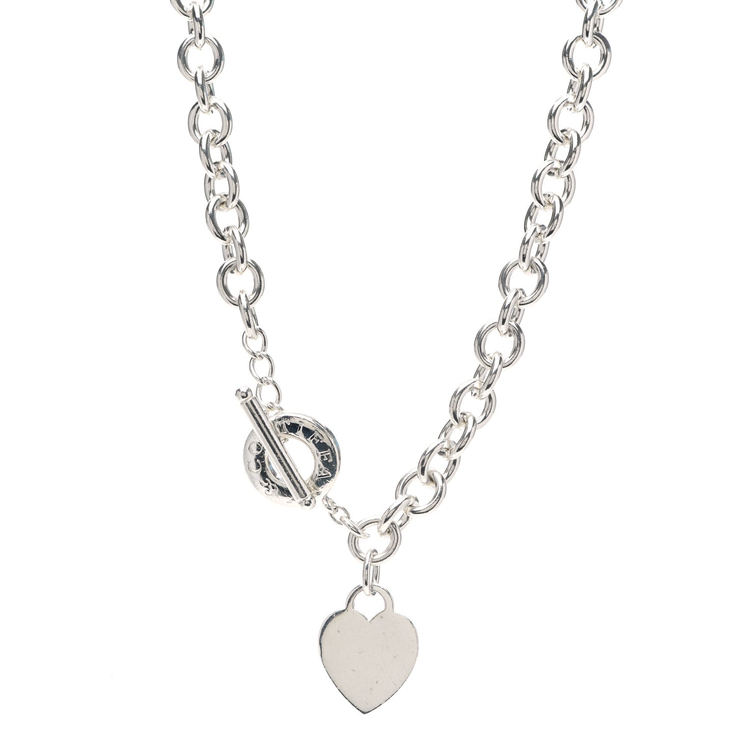 Sterling Silver Heart Tag Toggle Necklace