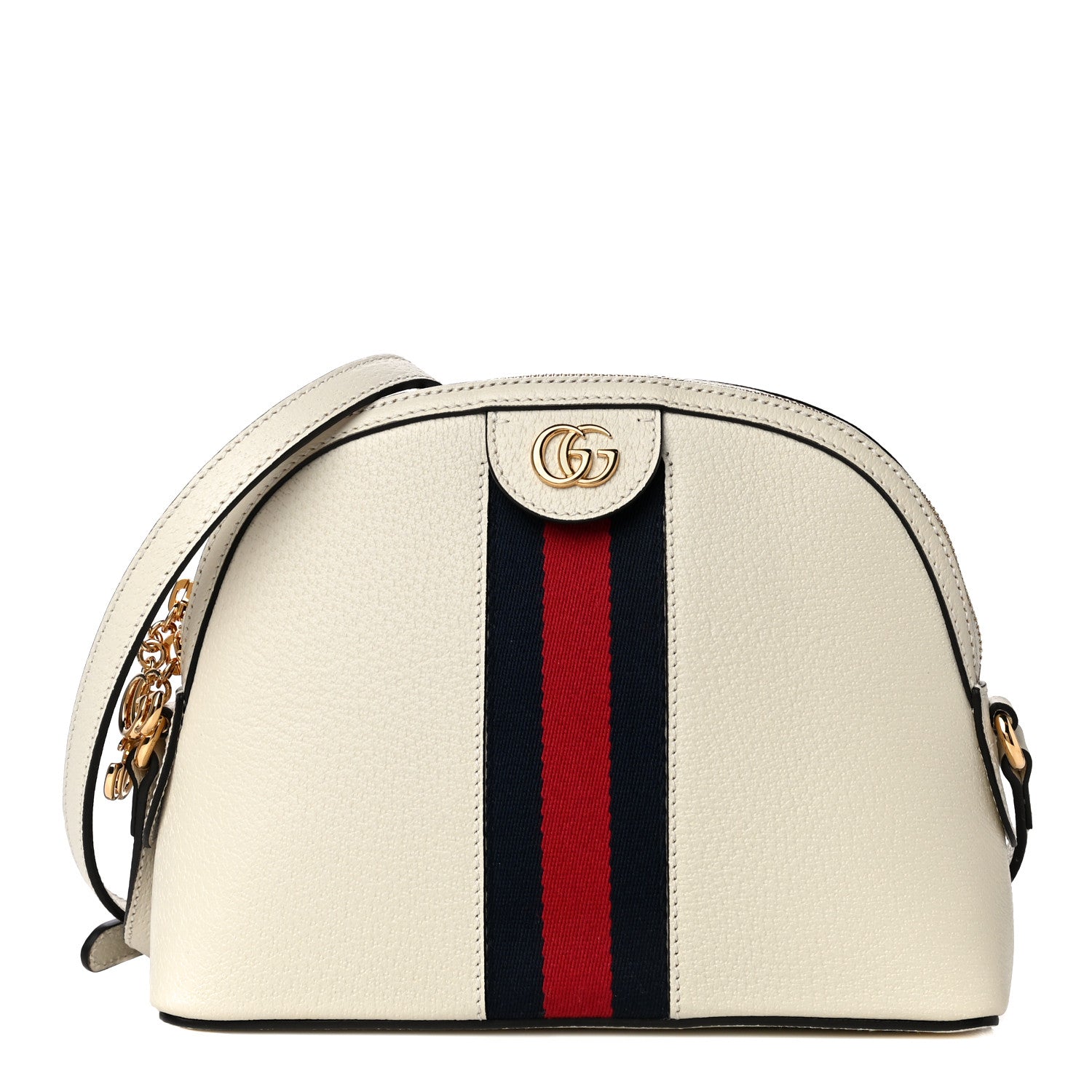 Gucci Textured Dollar Calfskin Web Small Ophidia Dome Shoulder Bag Mystic White 1 of 11