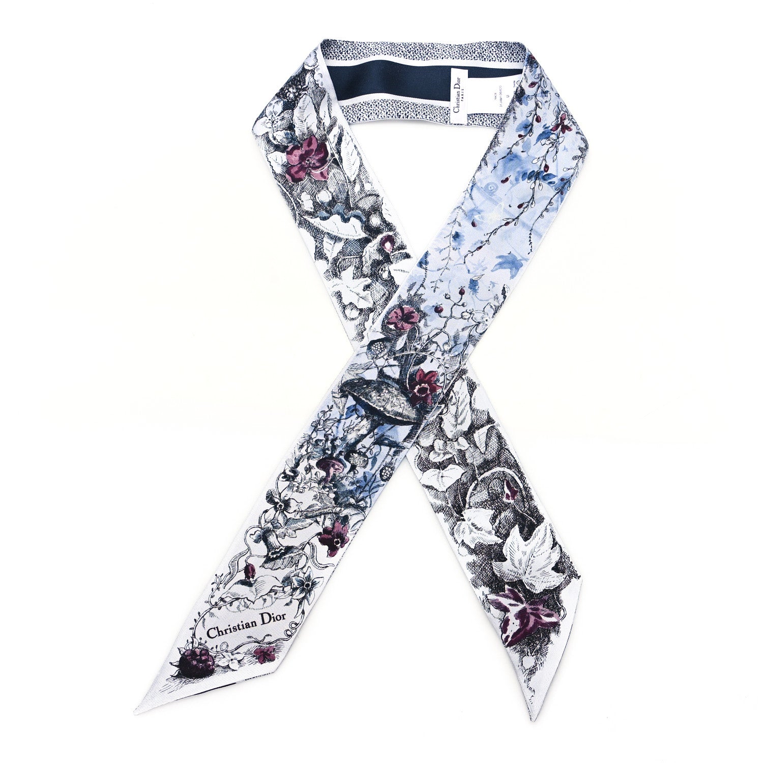 Christian Dior Silk Butterflies Around the World Mitzah Scarf Blue 1 of 3