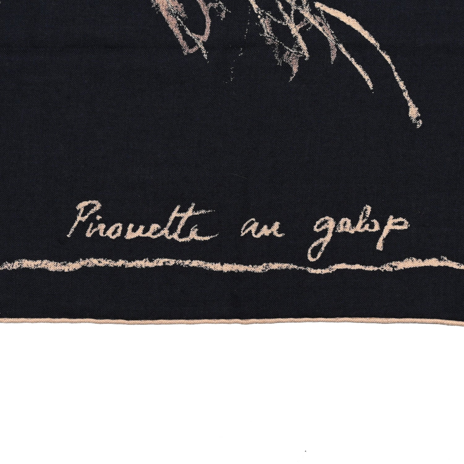 Hermes Cashmere Silk Pirouette au Galop Shawl 140 Marine Naturel Beige 5 of 6
