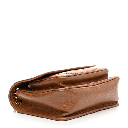 Saint Laurent Crinkled Calfskin Matelasse Monogram Baby Niki Chain Satchel Light Caramel 5 of 10