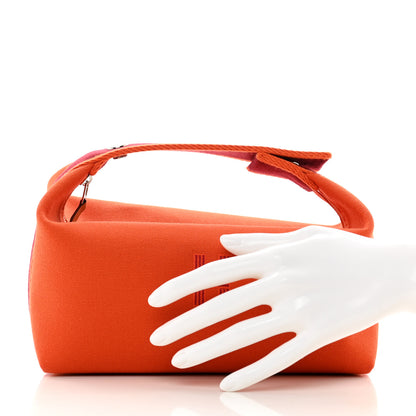 Hermes Canvas Small Bride-A-Brac Pouch Orange Burgundy 2 of 6