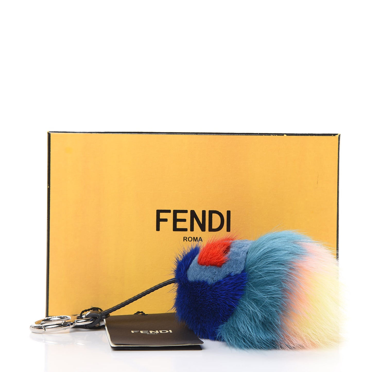 Mink Fox Fur Kid Monster Bag Bug Charm Blue Multicolor