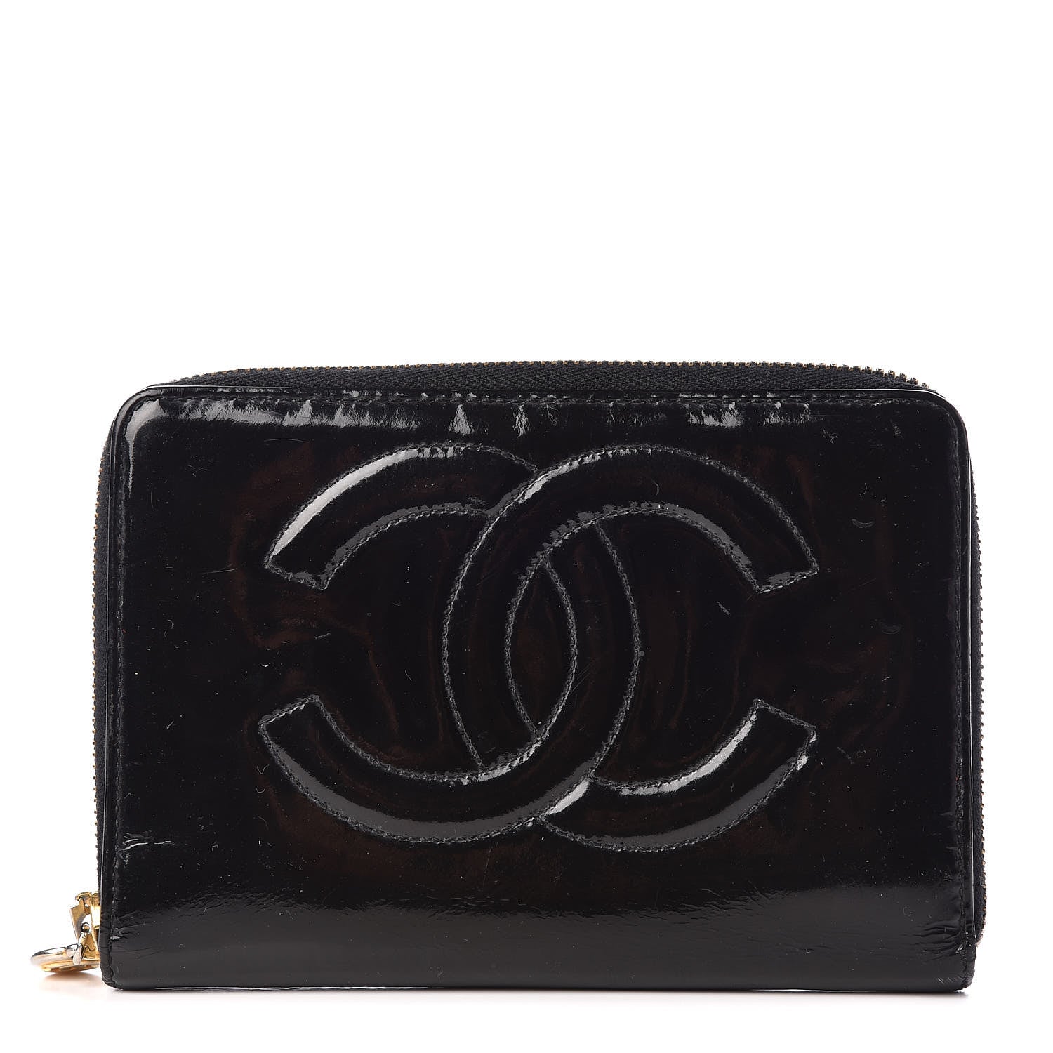 Chanel Patent CC Zip Around Wallet Black 1 of 8