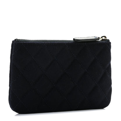 Chanel Wool Quilted Paris-Hamburg Charms Small Cosmetic Case Navy 2 of 5