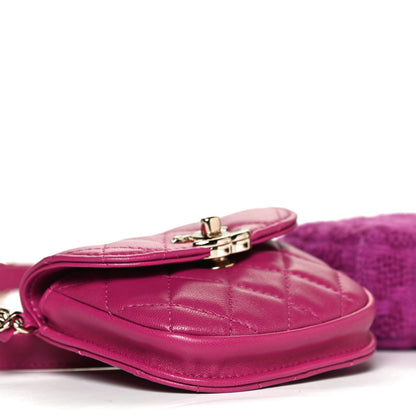 Chanel Tweed Lambskin Quilted Waist Bag With Coin Purse Fuchsia 11 of 13