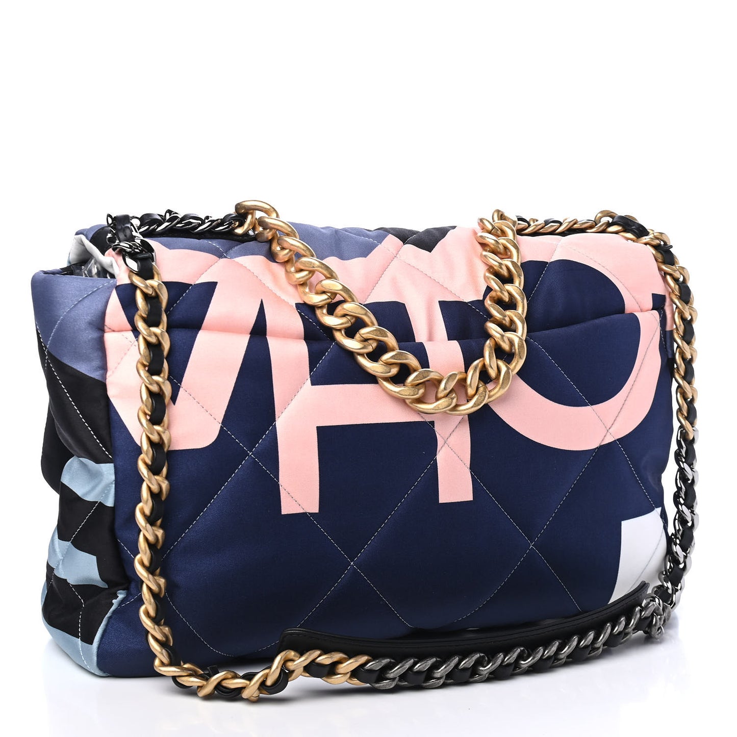 Silk Maxi Scarf Chanel 19 Flap Black Blue White