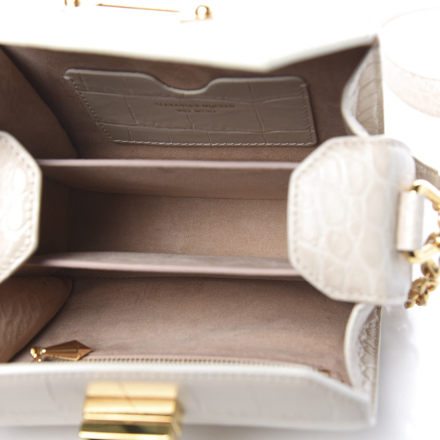 Alexander McQueen Calfskin Crocodile Embossed Box Shoulder Bag 16 Cream 5 of 9