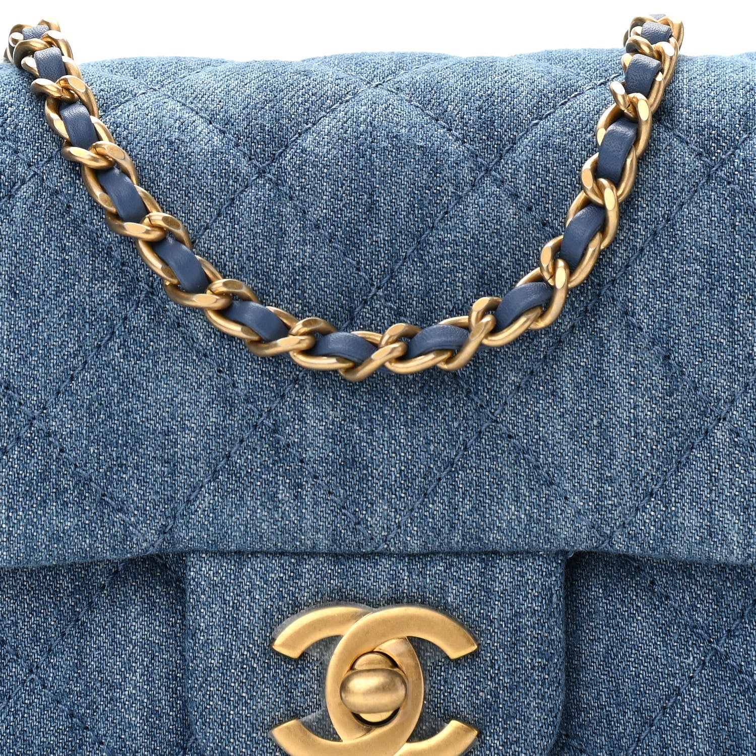 Chanel Denim Quilted Mini Pearl Crush Rectangular Flap Blue 15 of 18