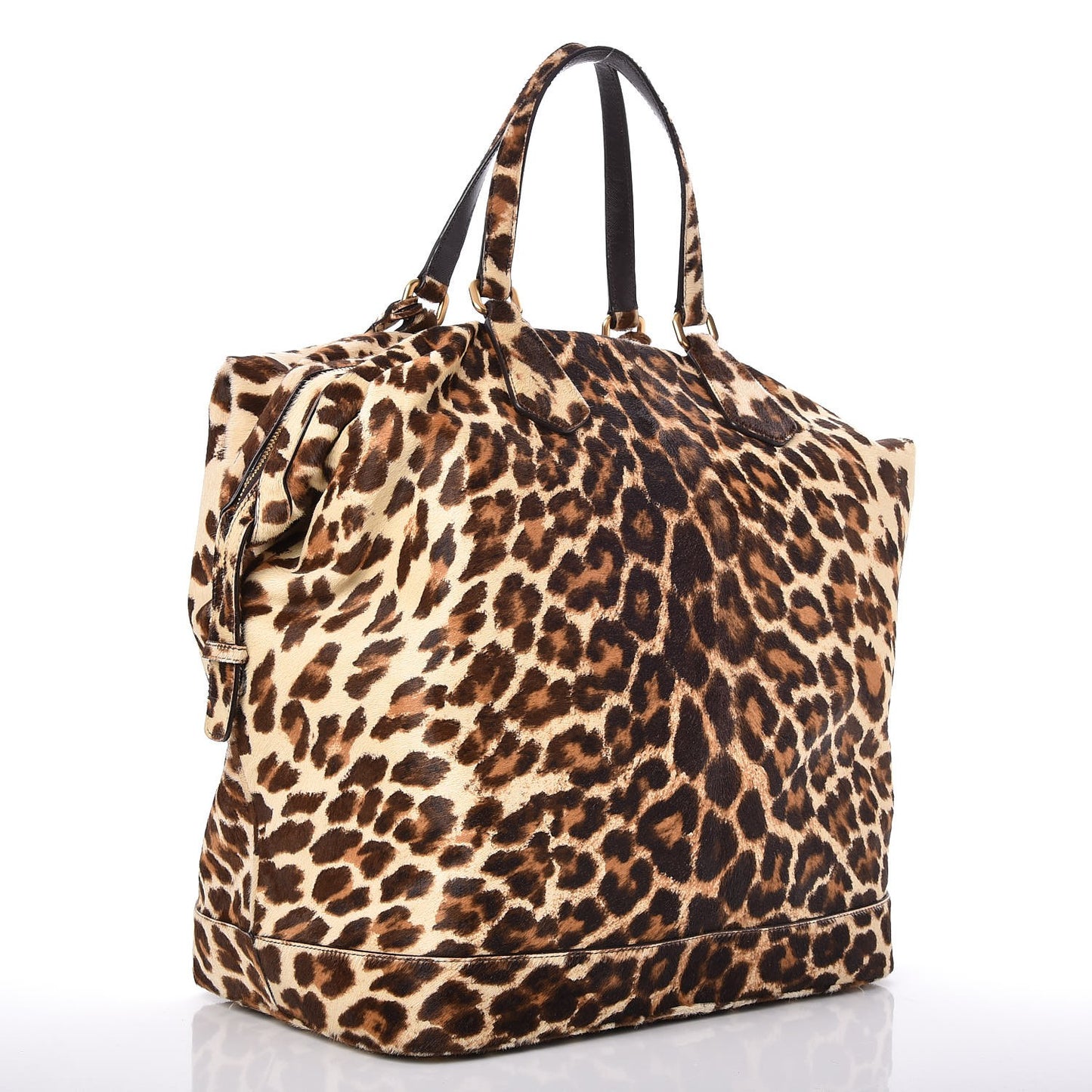 Calf Hair Leopard Print Travel Tote