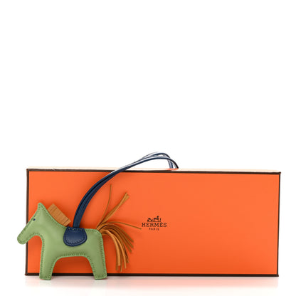 Hermes Milo Lambskin Grigri Rodeo Horse Bag Charm PM Vert Criquet Sesame Bleu De Malte 5 of 5