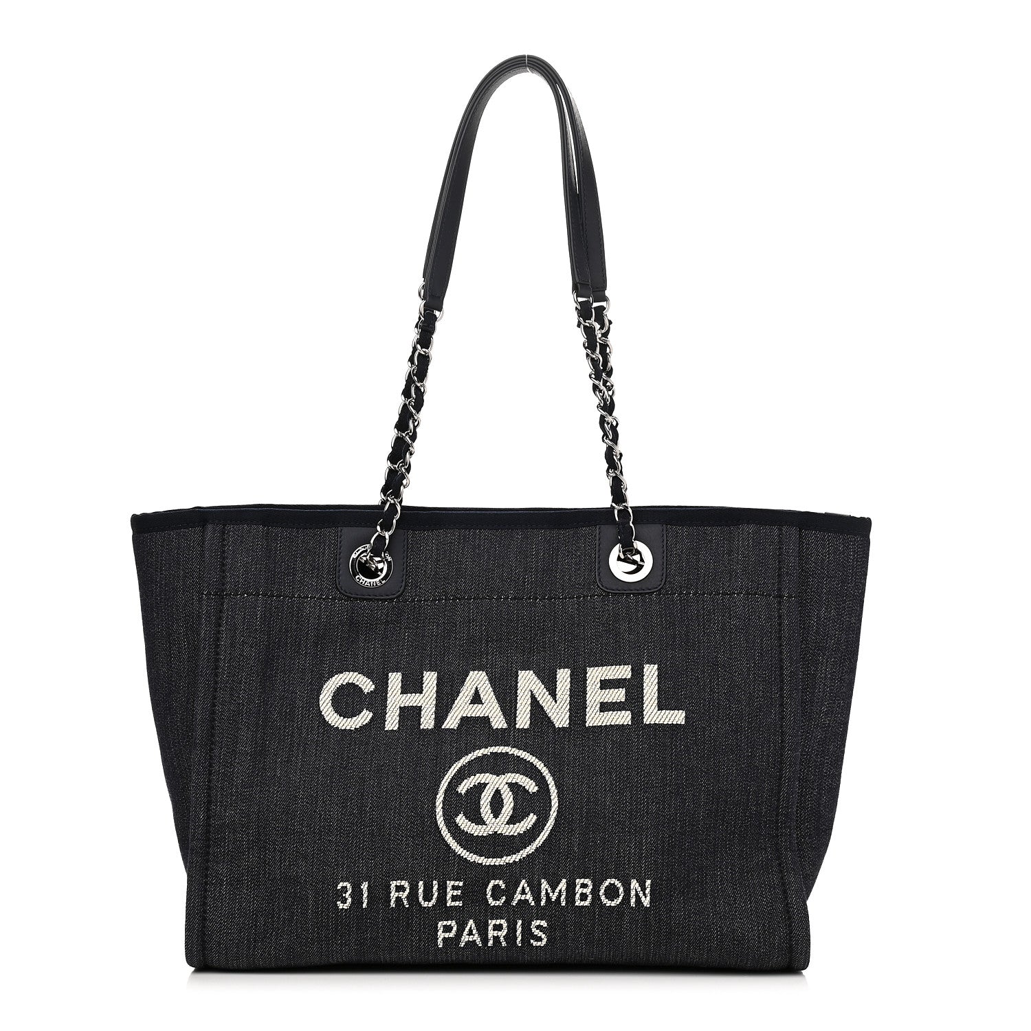 Chanel Denim Small Deauville Tote Dark Blue 1 of 11