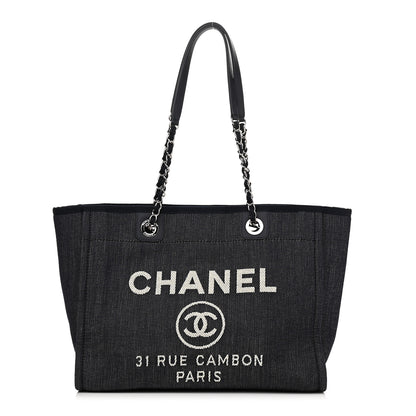 Chanel Denim Small Deauville Tote Dark Blue 1 of 11