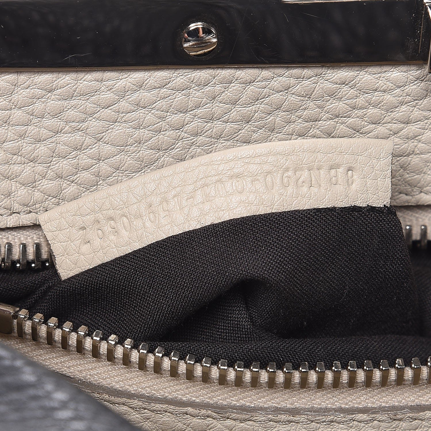 Fendi Cuoio Romano Selleria Bi-Color Medium Peekaboo Iconic Satchel Asfalto Latte 11 of 11