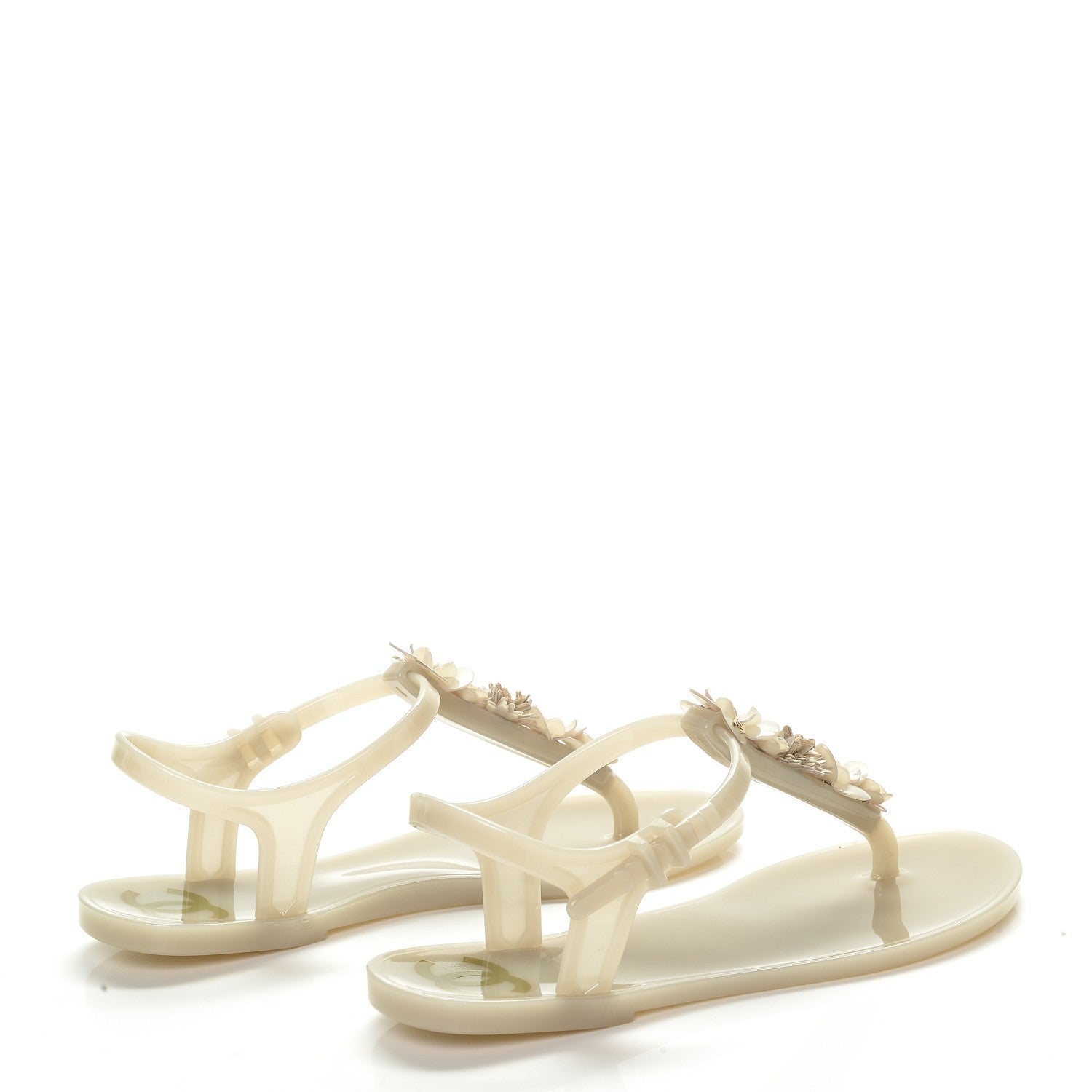 Chanel Jelly Camellia Thong Sandals 36 Beige 3 of 8