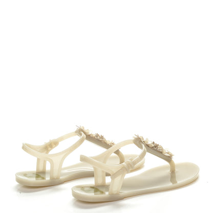 Chanel Jelly Camellia Thong Sandals 36 Beige 3 of 8